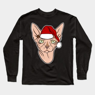Santa Sphynx cat Long Sleeve T-Shirt